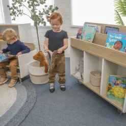 elevatED™ Mobile Book Storage Island | Book Browser with Vertical Display Rows & Deep Storage Compartments
