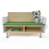 elevatED™ Modern Classroom Sofa with Storage | White Oak & Green Cushion Reading Bench for Kids