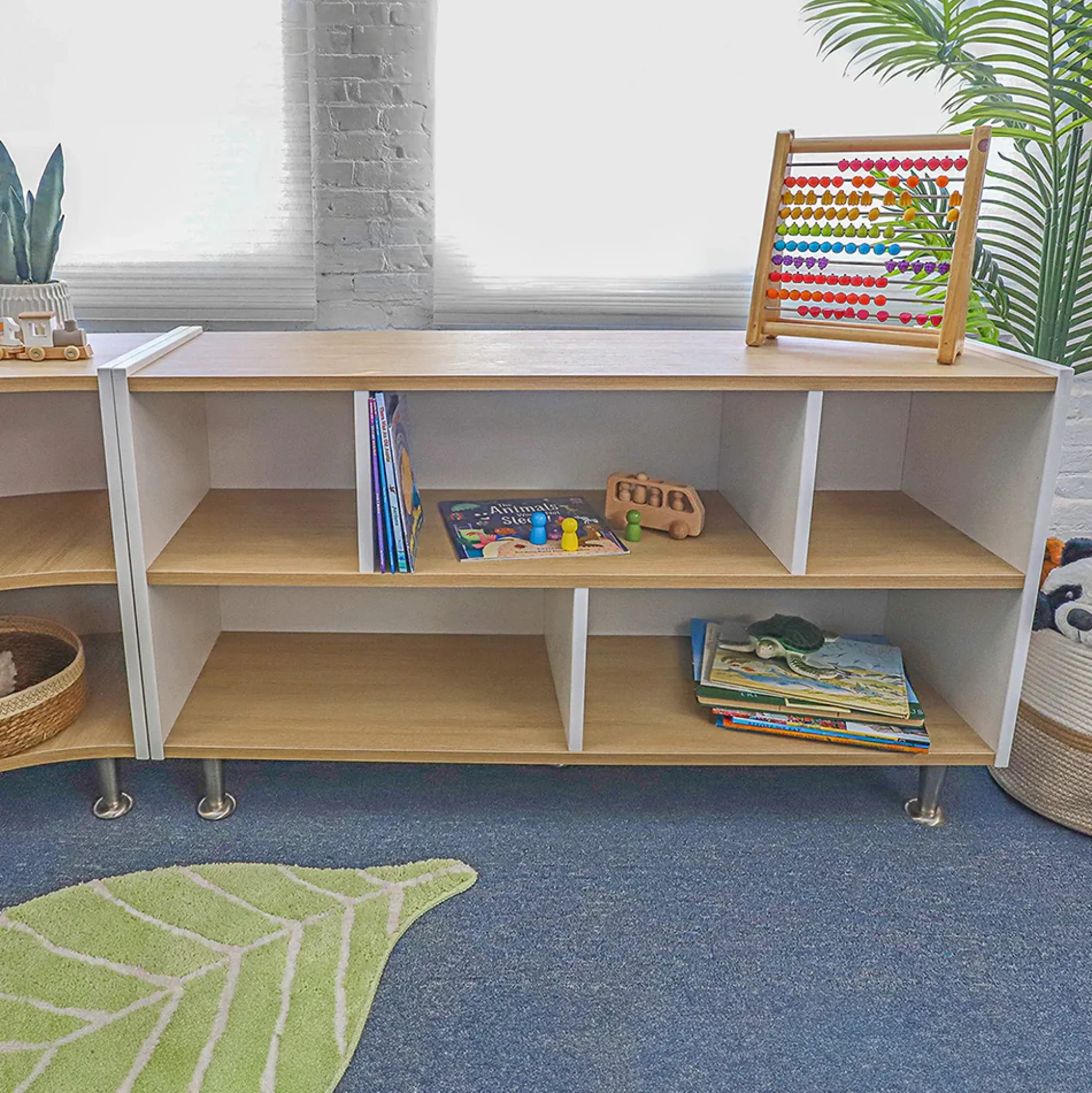 elevatED™ Storage Cabinet | 27" High Modern Preschool Storage Unit with Divided Shelves