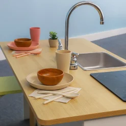 elevatED™ Toy Kitchen Island Breakfast Bar | Modern Play Kitchen with Stove, Sink, Dishwasher & Social Seating