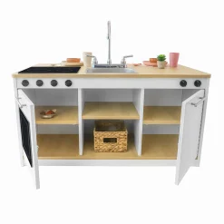 elevatED™ Toy Kitchen Island Breakfast Bar | Modern Play Kitchen with Stove, Sink, Dishwasher & Social Seating