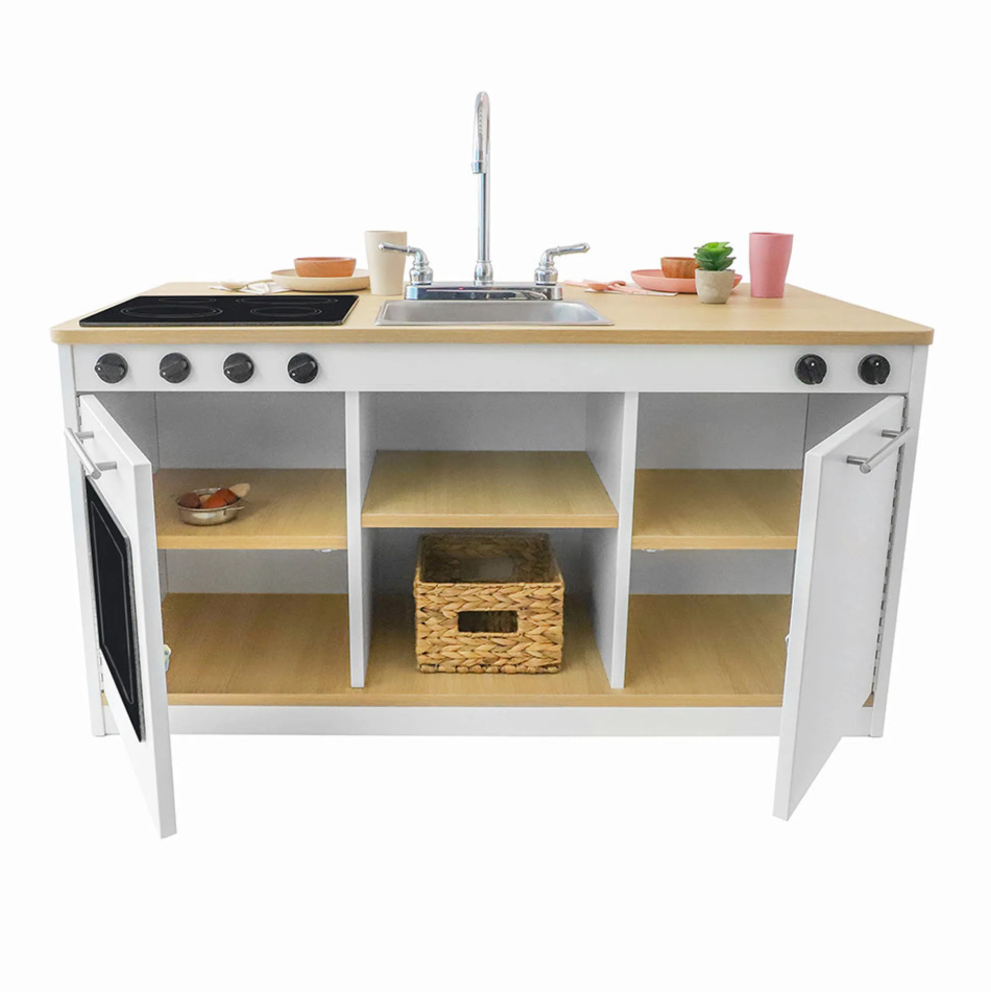 elevatED™ Toy Kitchen Island Breakfast Bar | Modern Play Kitchen with Stove, Sink, Dishwasher & Social Seating