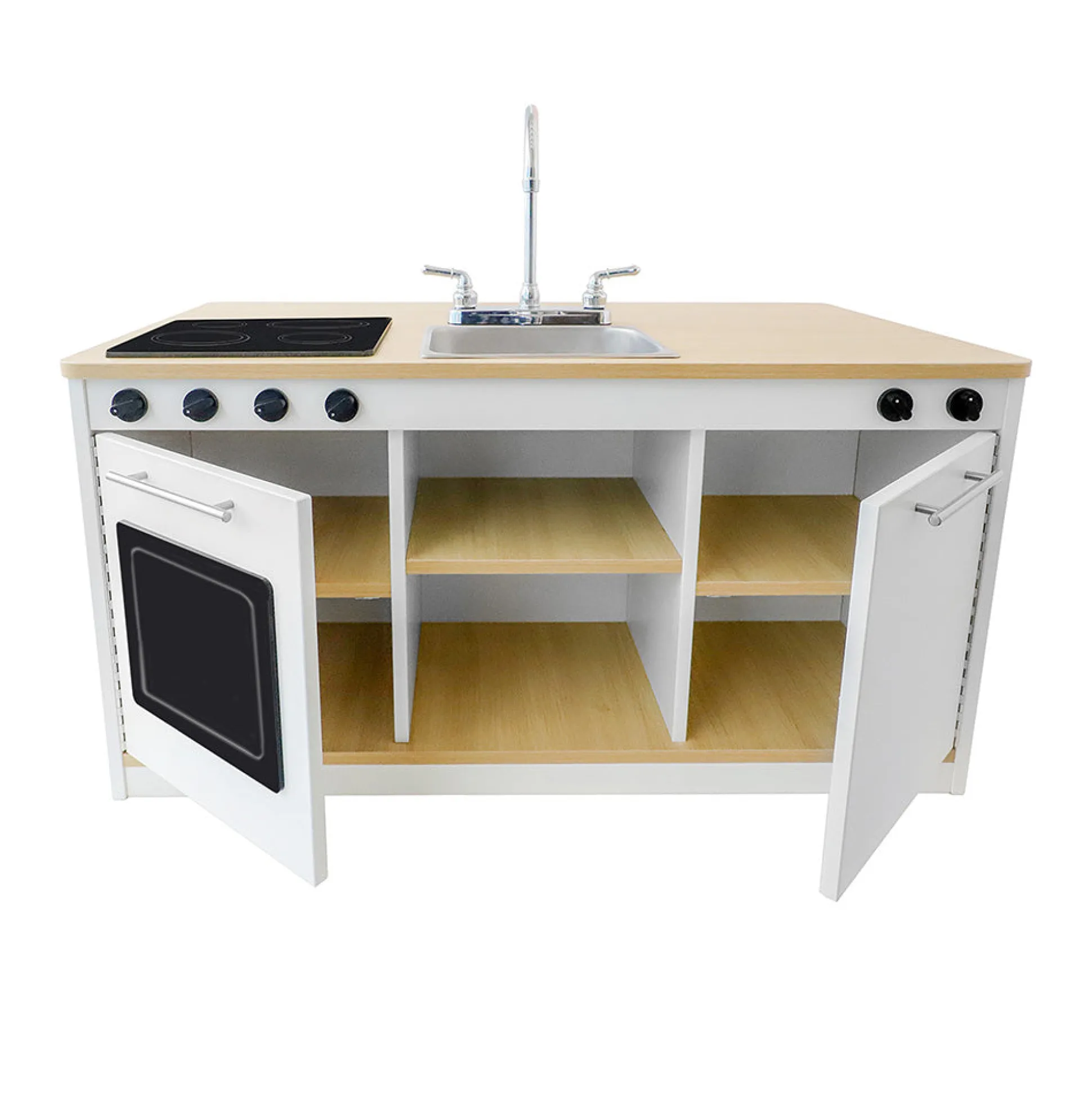 elevatED™ Toy Kitchen Island Breakfast Bar | Modern Play Kitchen with Stove, Sink, Dishwasher & Social Seating