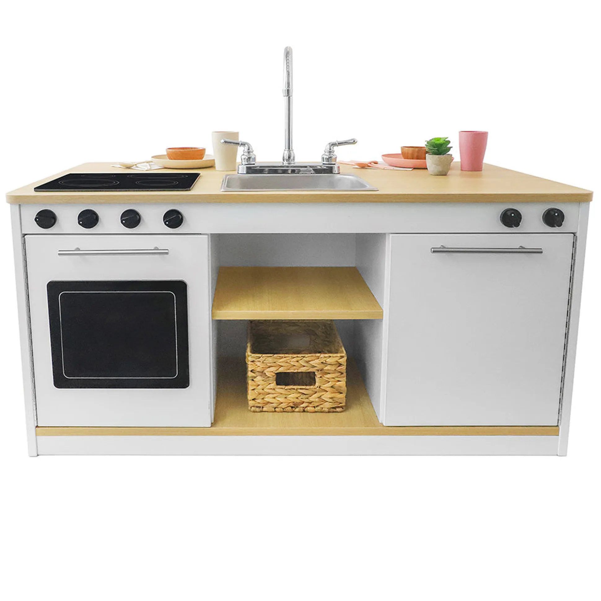 elevatED™ Toy Kitchen Island Breakfast Bar | Modern Play Kitchen with Stove, Sink, Dishwasher & Social Seating