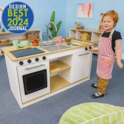 elevatED™ Toy Kitchen Island Breakfast Bar | Modern Play Kitchen with Stove, Sink, Dishwasher & Social Seating