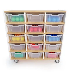 elevatED™ 15 Tray Cabinet | Mobile Classroom Storage with 15 Gratnell Trays