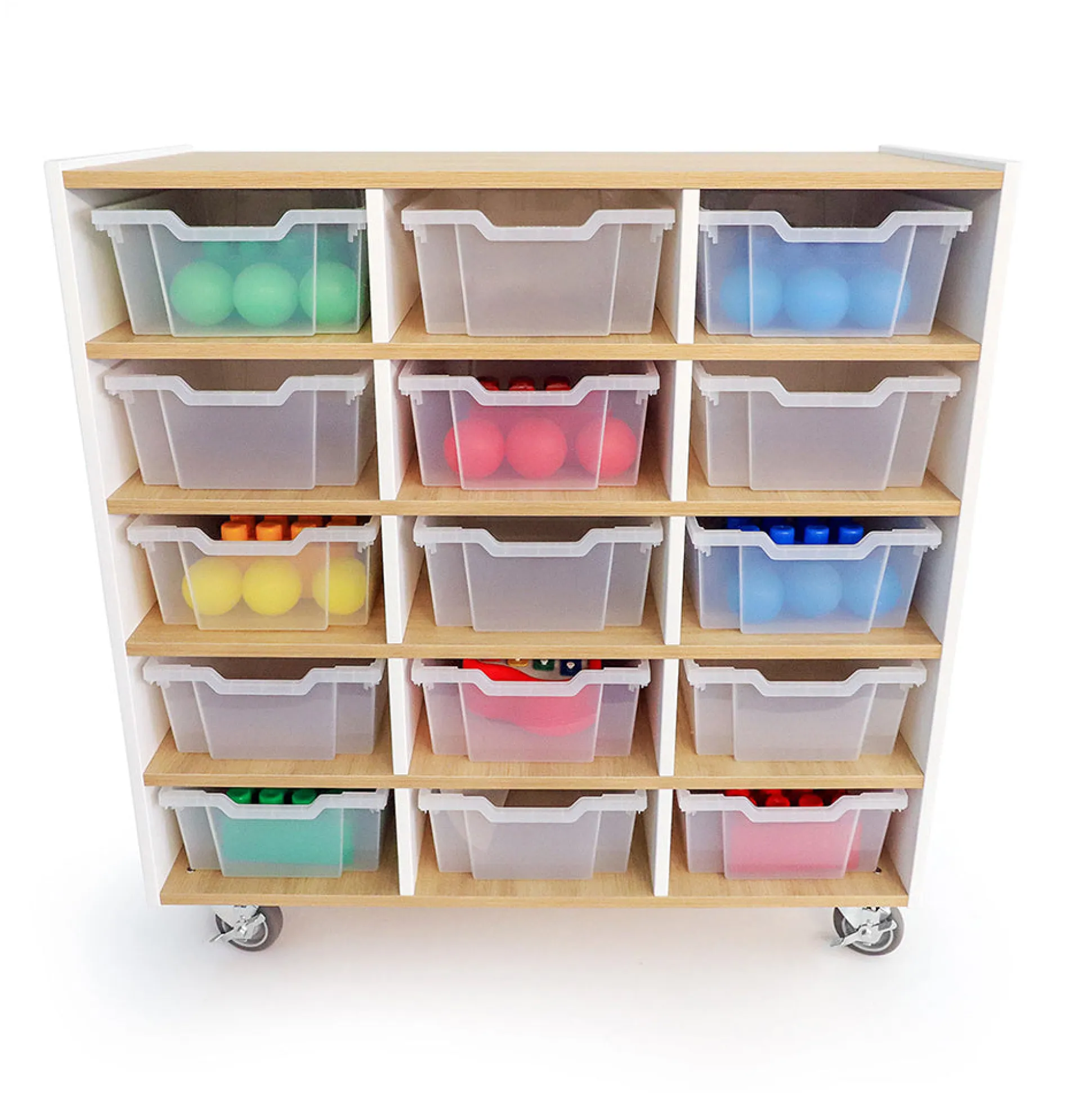 elevatED™ 15 Tray Cabinet | Mobile Classroom Storage with 15 Gratnell Trays