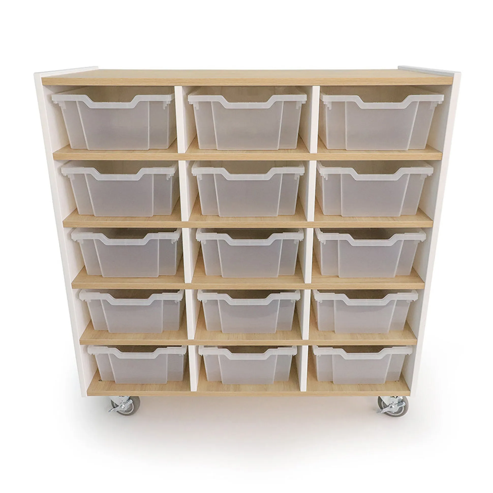 elevatED™ 15 Tray Cabinet | Mobile Classroom Storage with 15 Gratnell Trays