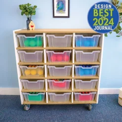 elevatED™ 15 Tray Cabinet | Mobile Classroom Storage with 15 Gratnell Trays