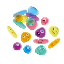 Emotion Rainbow Pebbles Translucent Learning Set | 18-Piece Set with 68 Emotion Stickers