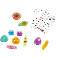 Emotion Rainbow Pebbles Translucent Learning Set | 18-Piece Set with 68 Emotion Stickers