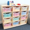 Extra Deep Mobile Birch Tote Storage Unit with 12 Clear Trays