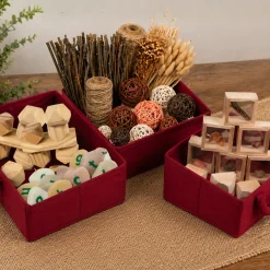 Fabric Storage Bins - Maroon -Set of 3