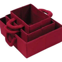 Fabric Storage Bins - Maroon -Set of 3
