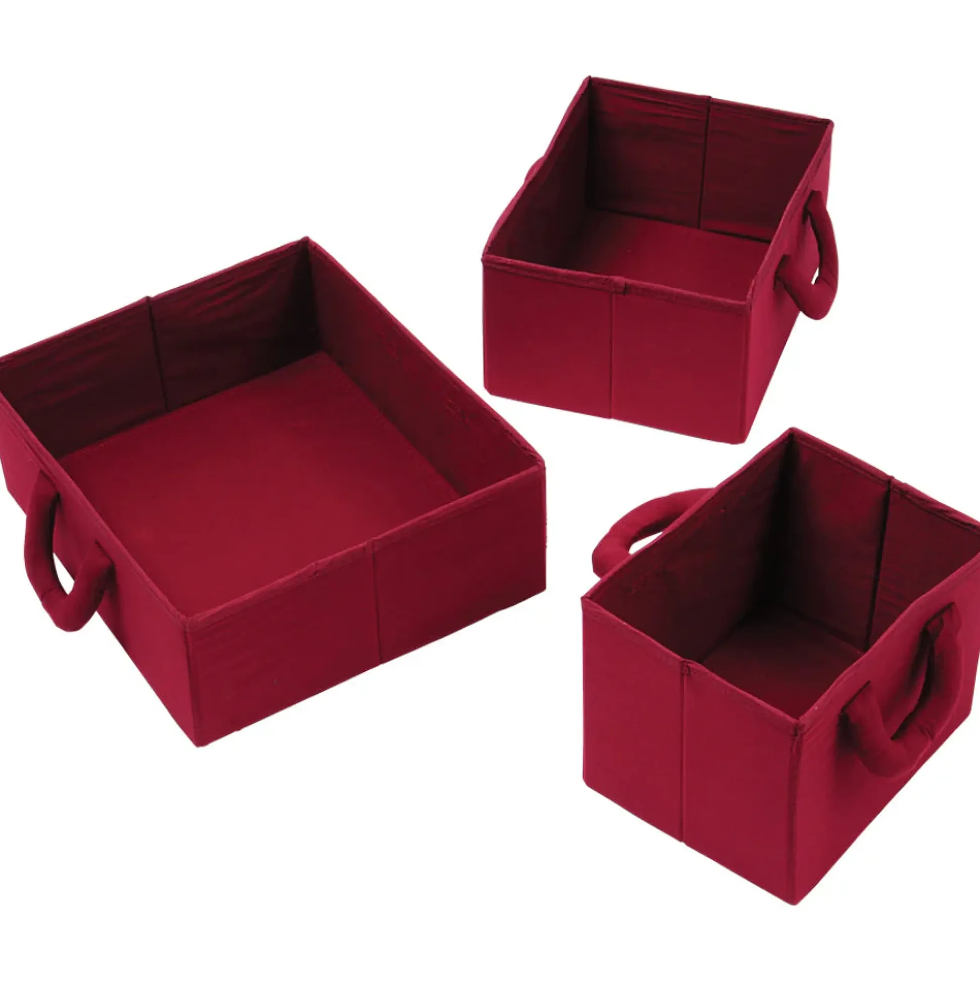 Fabric Storage Bins - Maroon -Set of 3