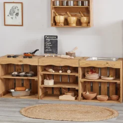 Farmhouse Crate Kitchen | Wooden Dramatic Play & Pack-Away Storage 3-Piece Set