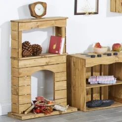 Farmhouse Play Fireplace | Wooden Dramatic Play & Classroom Display Mantel