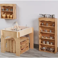 Farmhouse Slim Shelf & Wall Unit | Wooden Dramatic Play Storage and Display