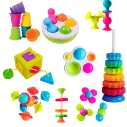 Fat Brain Toddler Sensory Toy Bundle | 9-Piece STEM & Fine Motor Development Set