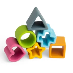 Feel and Find Matching Game | Sensory Shape Sorter with Silicone Pieces, Wooden Matching Boards & Drawstring Bag