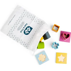 Feel and Find Matching Game | Sensory Shape Sorter with Silicone Pieces, Wooden Matching Boards & Drawstring Bag