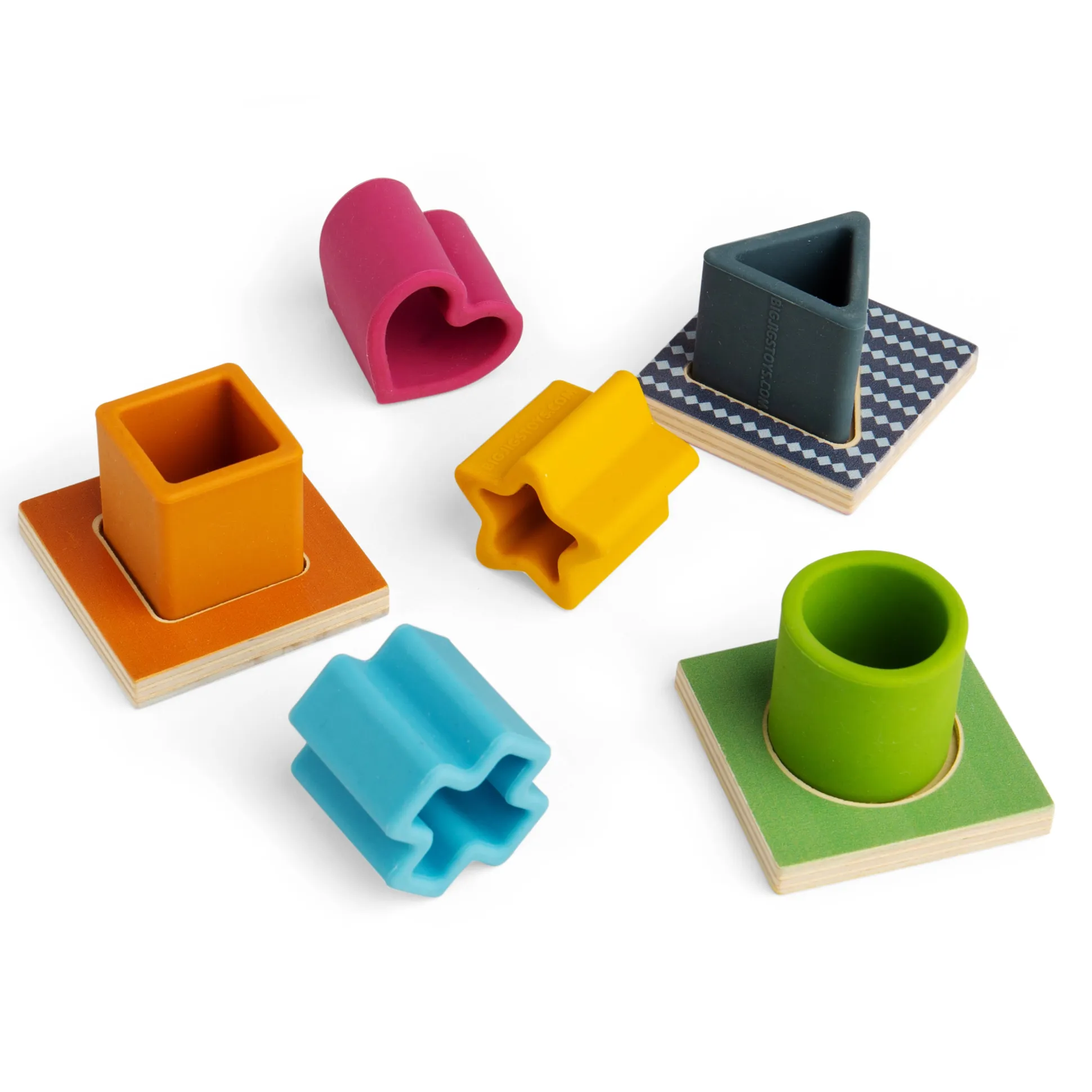 Feel and Find Matching Game | Sensory Shape Sorter with Silicone Pieces, Wooden Matching Boards & Drawstring Bag