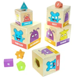 Feelings Stack & Sort Blocks | Wooden Emotional Learning Tower