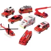 Fire Rescue Truck Carry Case with 22 Pieces – Die-Cast Fire Vehicles & Figures Playset for Kids