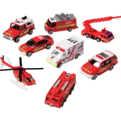 Fire Rescue Truck Carry Case with 22 Pieces – Die-Cast Fire Vehicles & Figures Playset for Kids