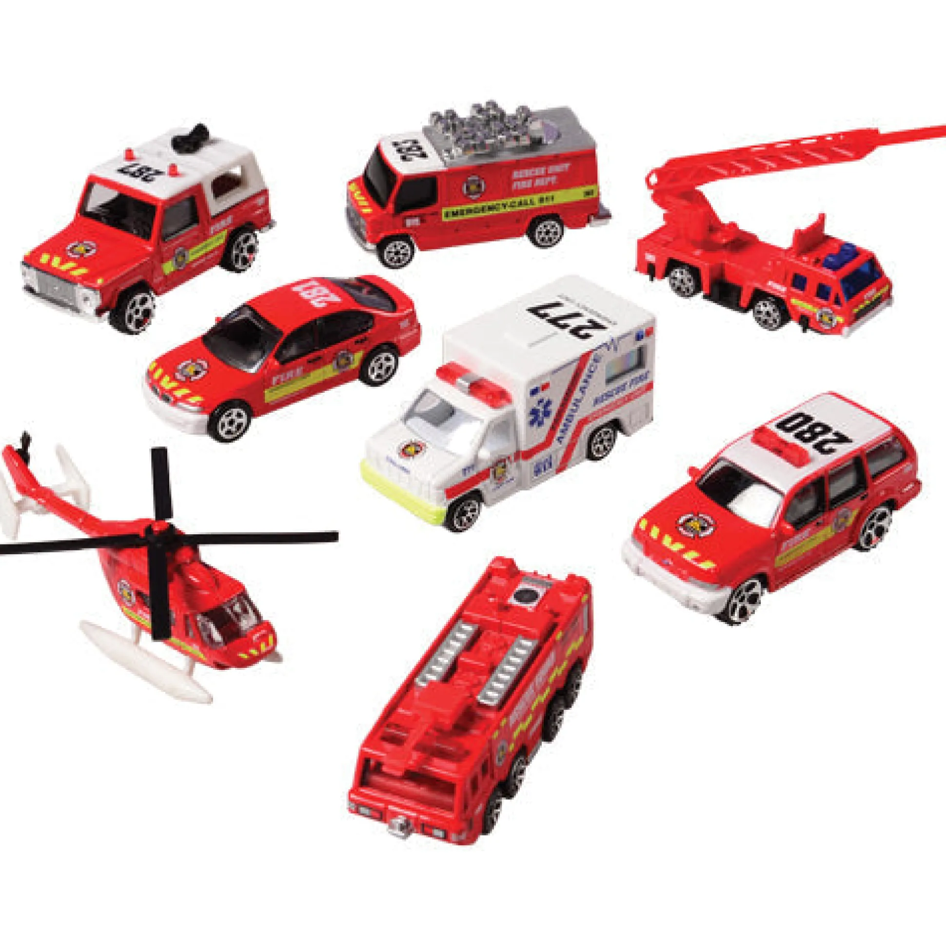 Fire Rescue Truck Carry Case with 22 Pieces – Die-Cast Fire Vehicles & Figures Playset for Kids