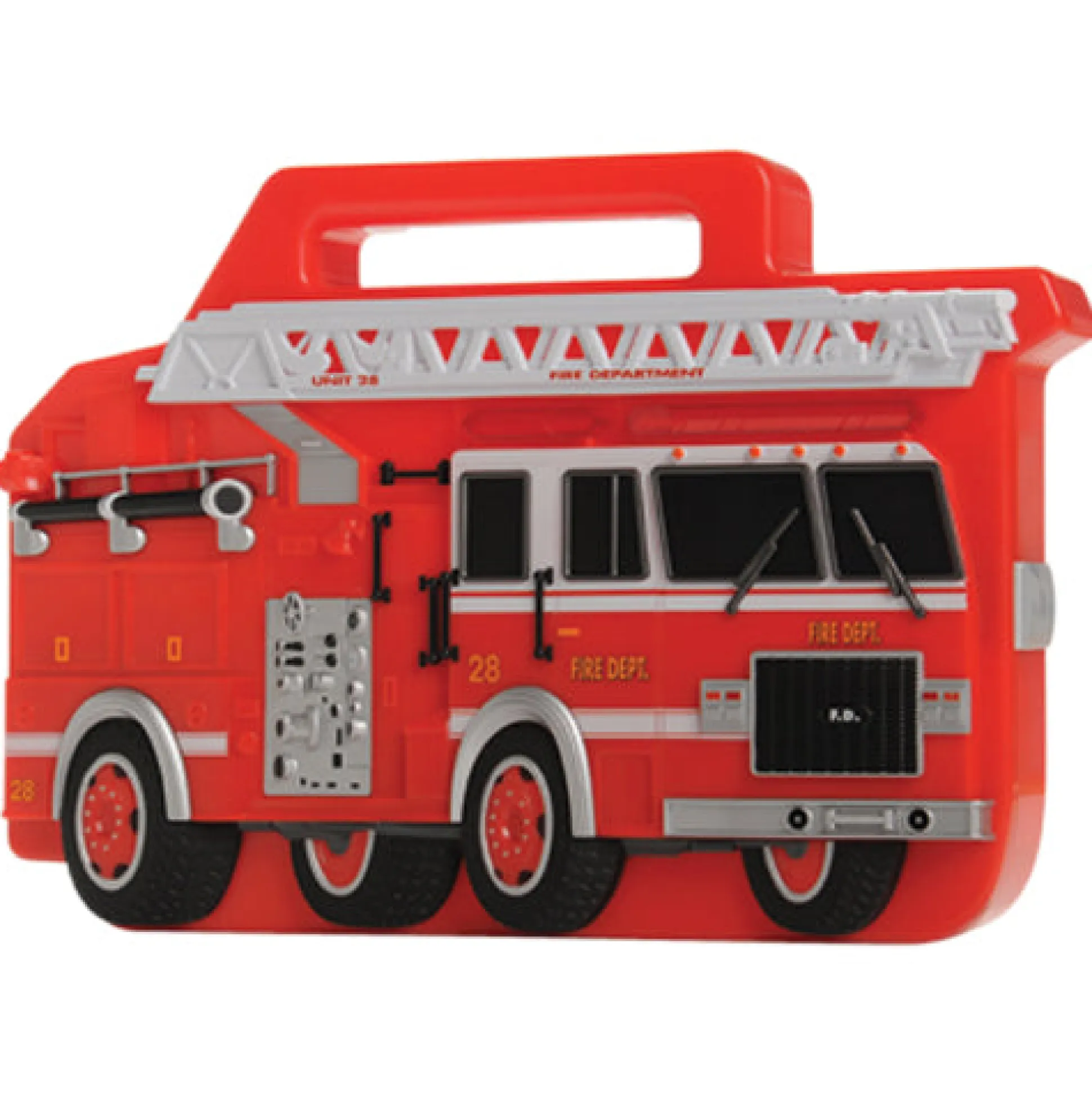 Fire Rescue Truck Carry Case with 22 Pieces – Die-Cast Fire Vehicles & Figures Playset for Kids