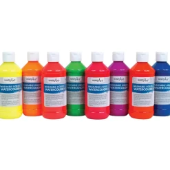 Fluorescent Liquid Watercolor Paint – Set of 8 (8 oz Bottles)