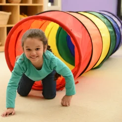 8-Foot Rainbow Crawl Tunnel for Kids | Indoor/Outdoor Play Tunnel with Steel Frame