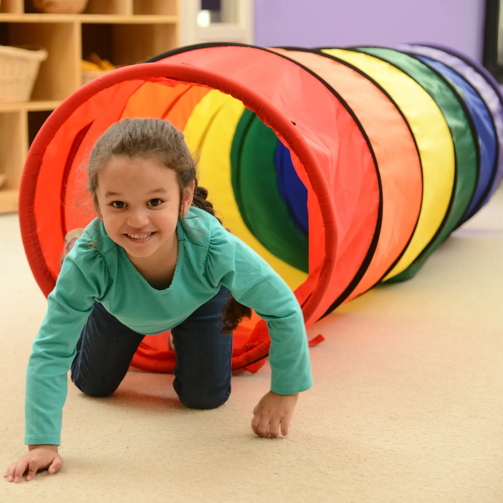 8-Foot Rainbow Crawl Tunnel for Kids | Indoor/Outdoor Play Tunnel with Steel Frame