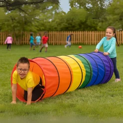 8-Foot Rainbow Crawl Tunnel for Kids | Indoor/Outdoor Play Tunnel with Steel Frame