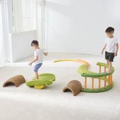 Forest Balance & Rocking Trail | Nature-Inspired Gross Motor Activity Set with Balance Arch, Nesting Path & Rocking Leaf Boat