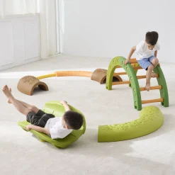 Forest Balance & Rocking Trail | Nature-Inspired Gross Motor Activity Set with Balance Arch, Nesting Path & Rocking Leaf Boat