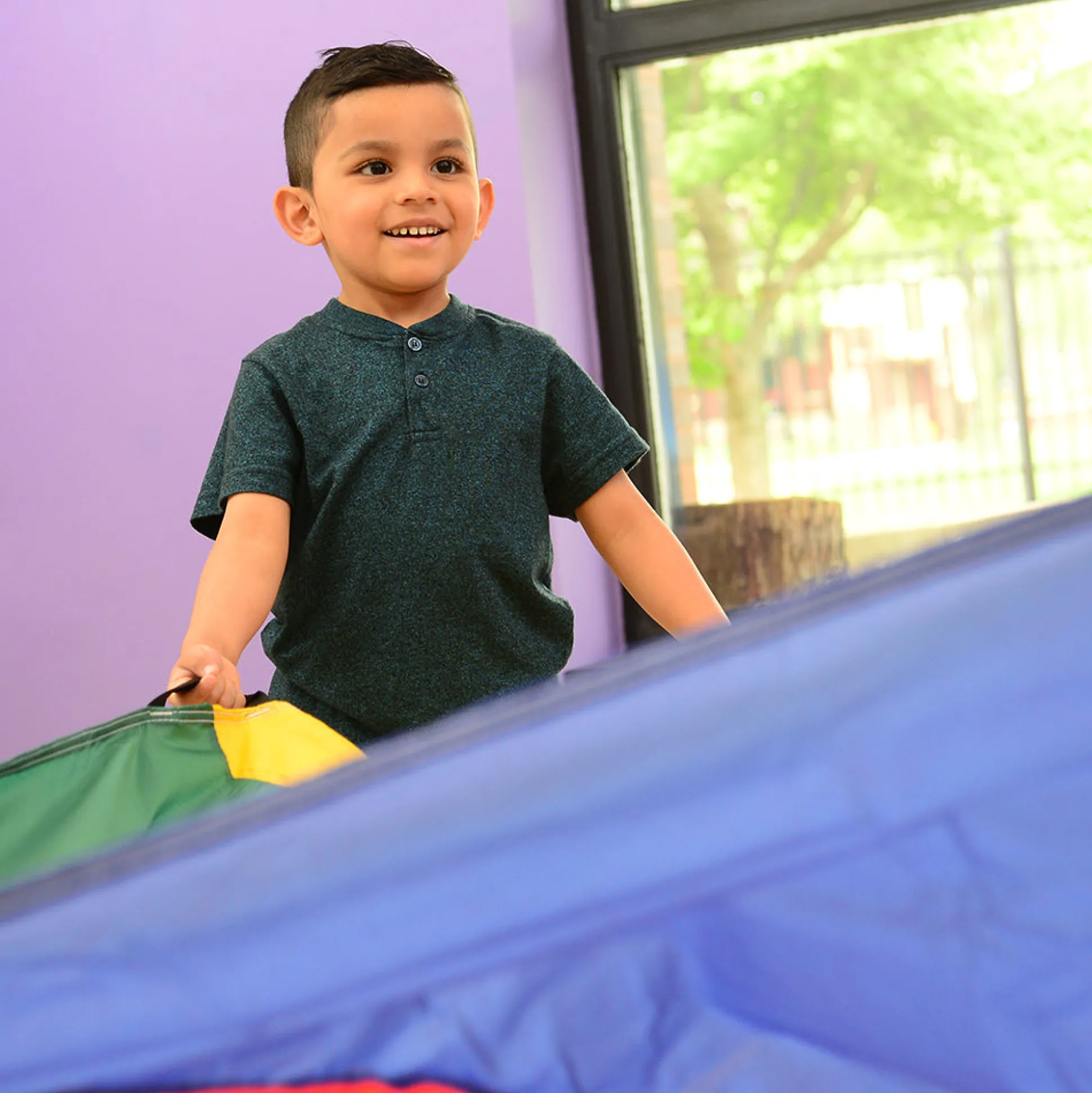 12 Ft "No Rip" Kids Parachute | Multicolor Durable Nylon with Handles & Storage Bag