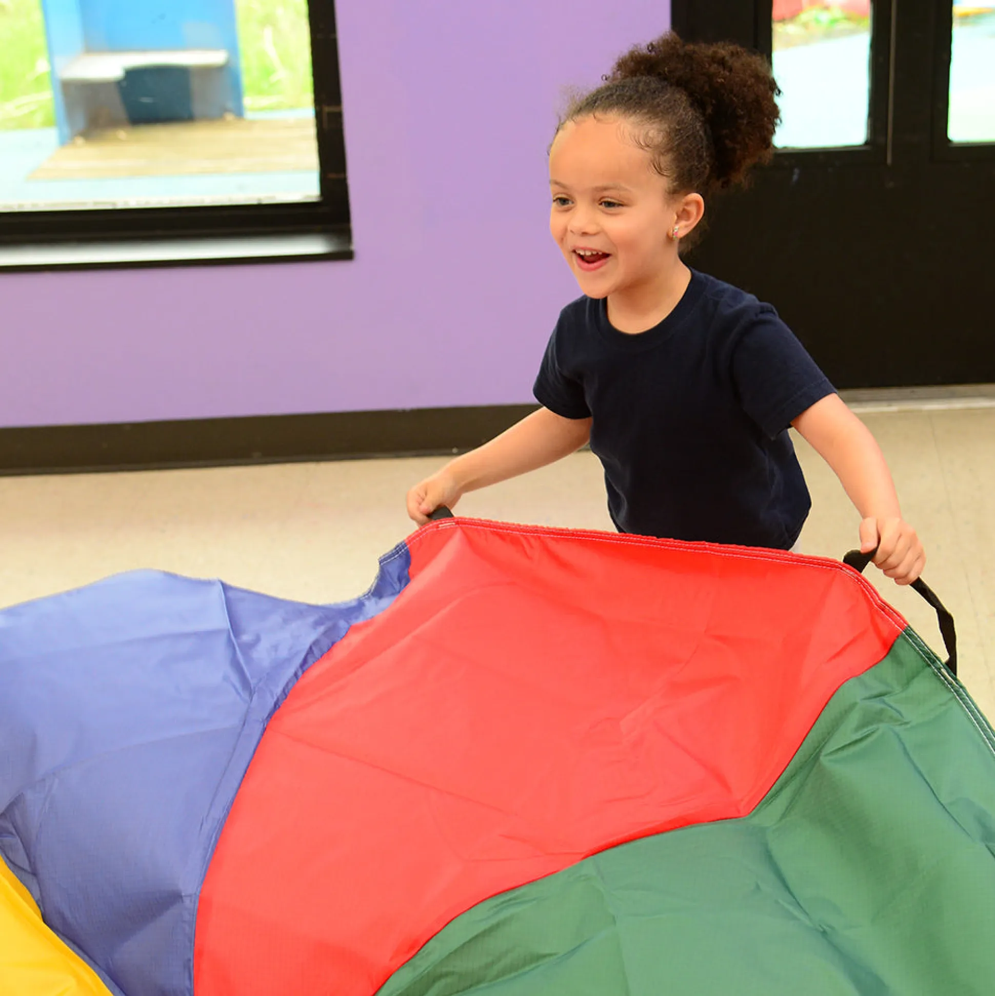 12 Ft "No Rip" Kids Parachute | Multicolor Durable Nylon with Handles & Storage Bag
