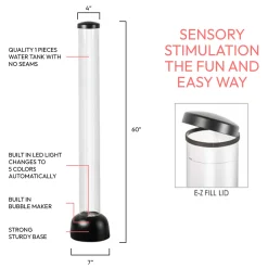 5ft Sensory LED Bubble Tube Lamp | Color-Changing Calming Column with Floating Fish, Remote & Wall-Mount Brackets