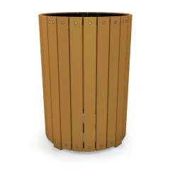 32 Gallon Round Recycled Plastic Trash Receptacle | Heavy-Duty 110 lb Commercial Outdoor Waste Can