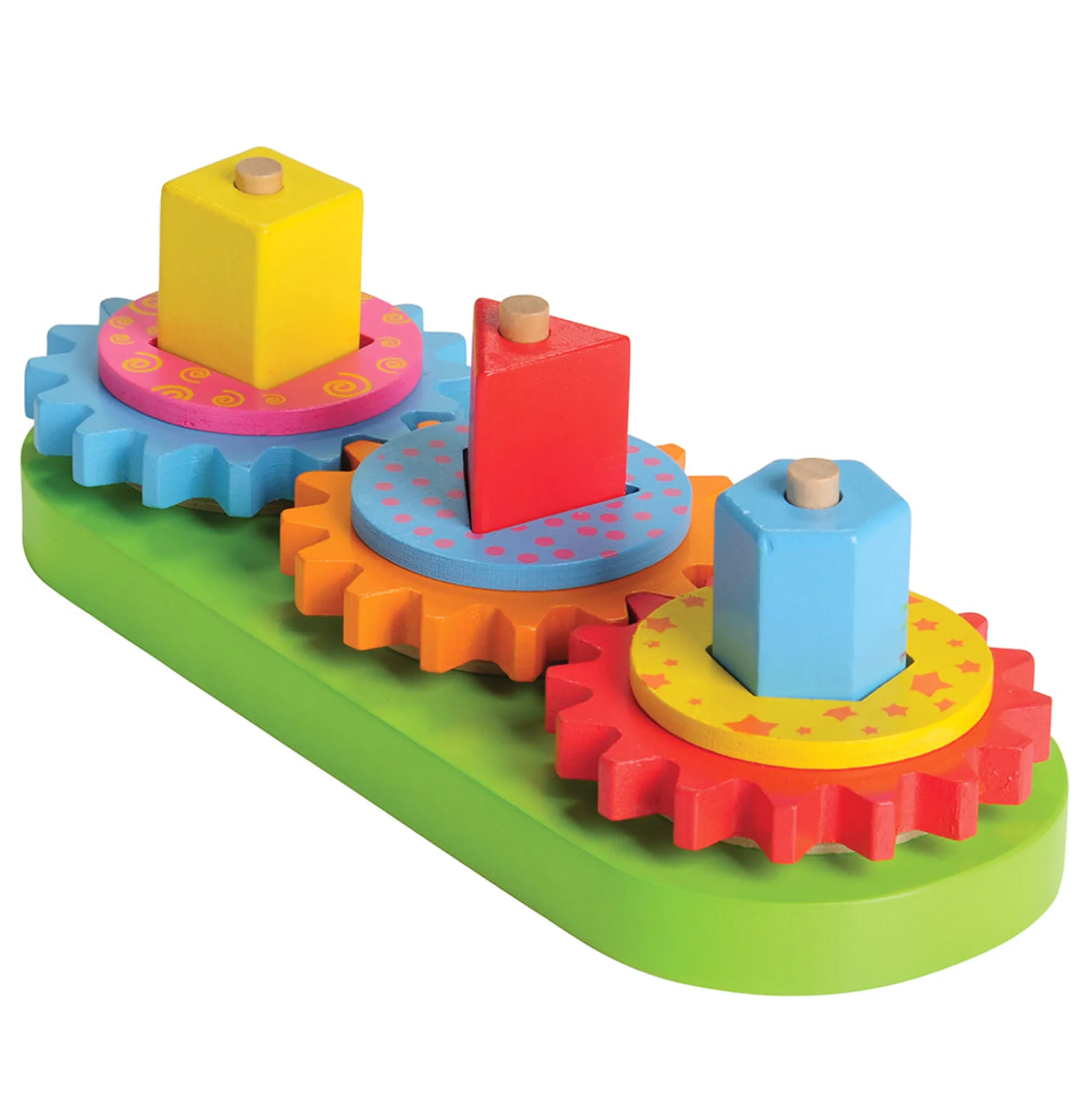 Geared Shape Toddler Puzzle | Wooden Gear and Shape Matching 13-Piece Set