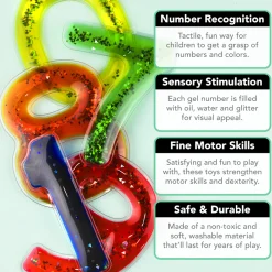 Gel Numbers Squishy Fidget | Soft, Glittery Sensory Number Set