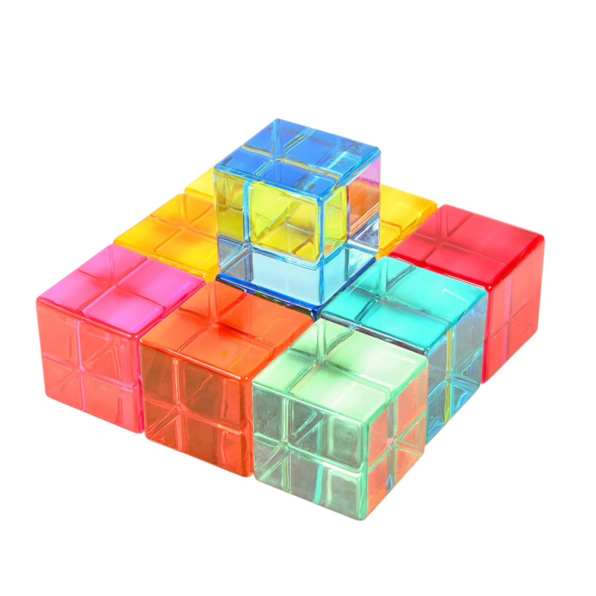 Gem Cubes 10-Piece Set | Colorful Acrylic Blocks for Light Play & Sensory Learning