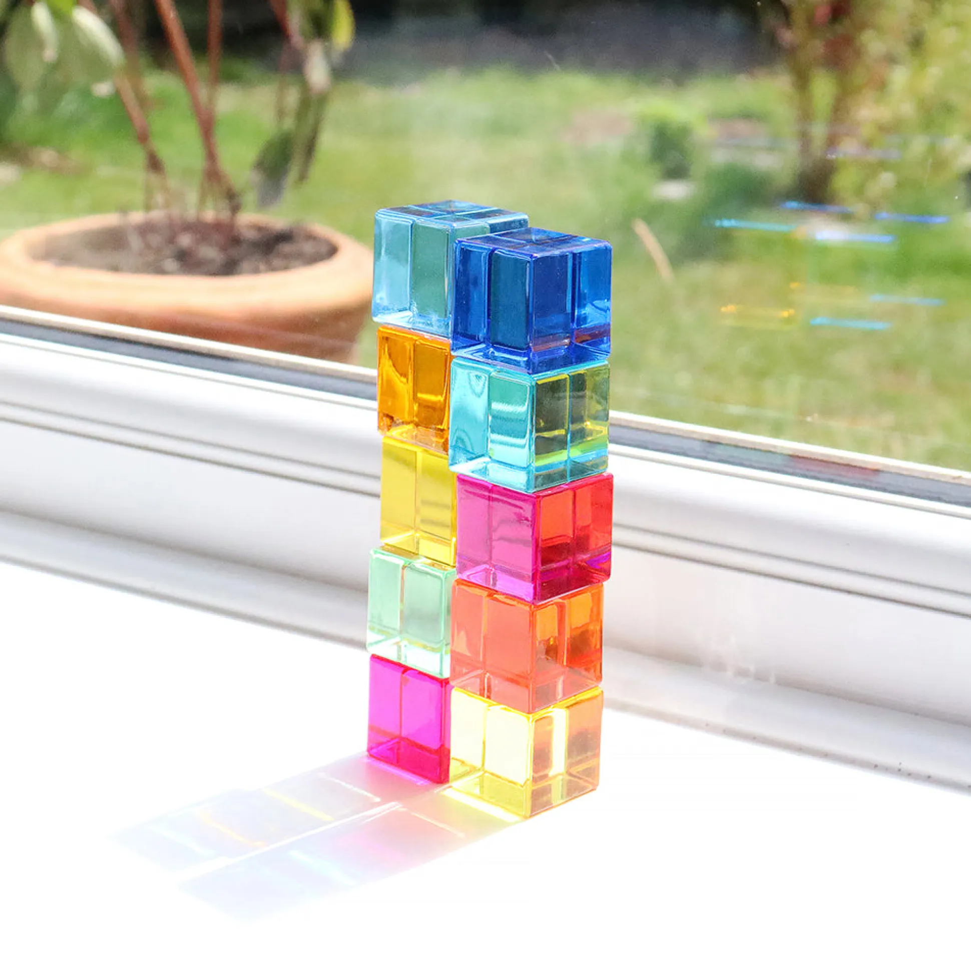 Gem Cubes 10-Piece Set | Colorful Acrylic Blocks for Light Play & Sensory Learning