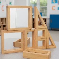 Geometric Mirrored Building Blocks | 8-Piece Hardwood Set