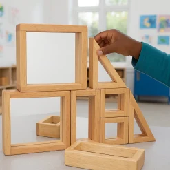 Geometric Mirrored Building Blocks | 8-Piece Hardwood Set
