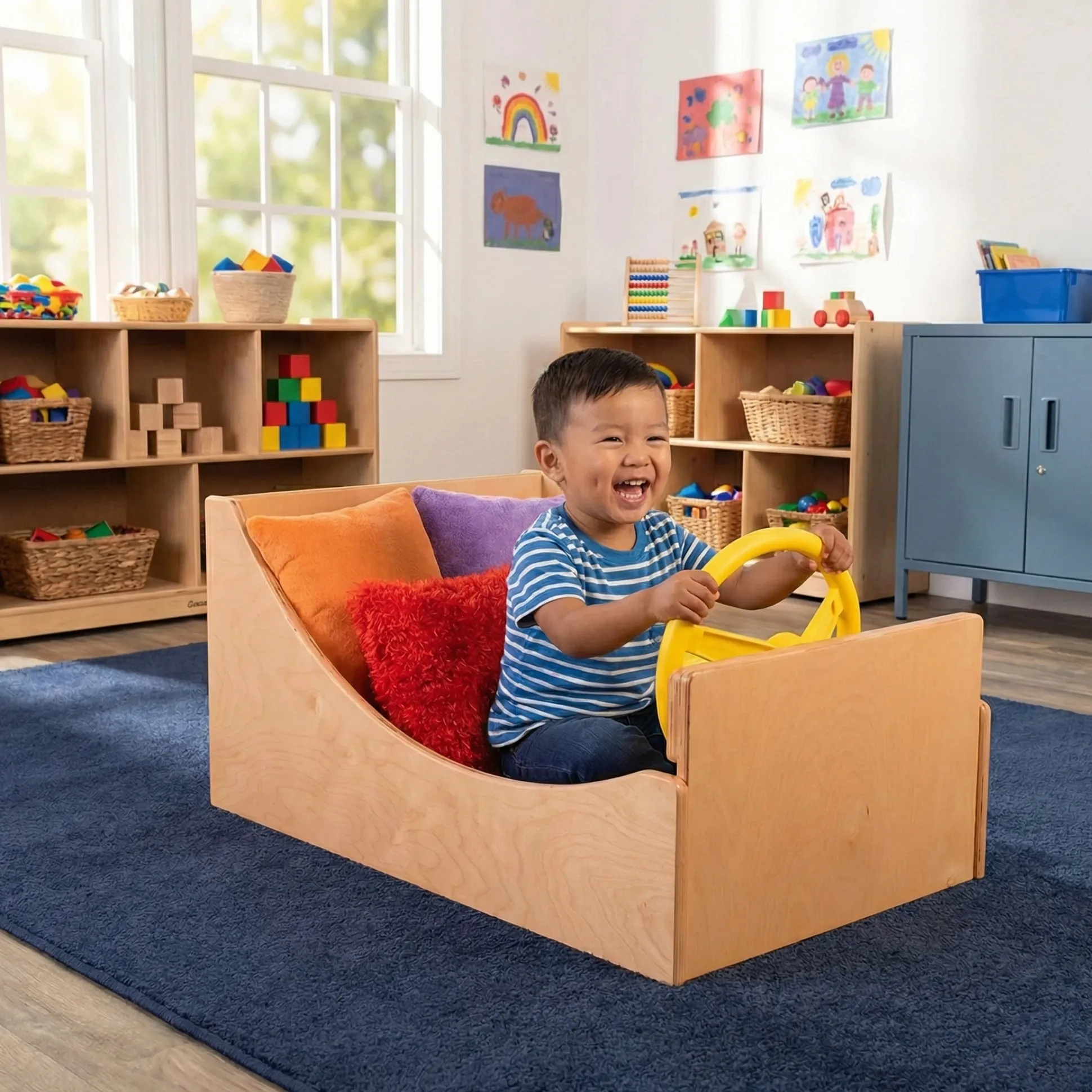 Get-In-'N-Go Imaginative Play Wooden Box | Baltic Birch Pretend Driving & Role Play Center