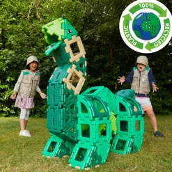 Giant Polydron Dinosaur Construction Set | 130 Piece STEM Building Toy with Interlocking Panels, Claws & Eyes