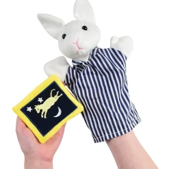 Goodnight Moon Puppet and Props Storytelling Set with Board Book* | Bunny Hand Puppet, 19 Fabric Story Props, Backdrop & Storage Bag